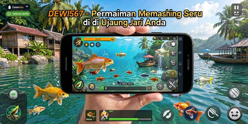 Tampilan gameplay DEWI567 yang menarik saat menangkap ikan.