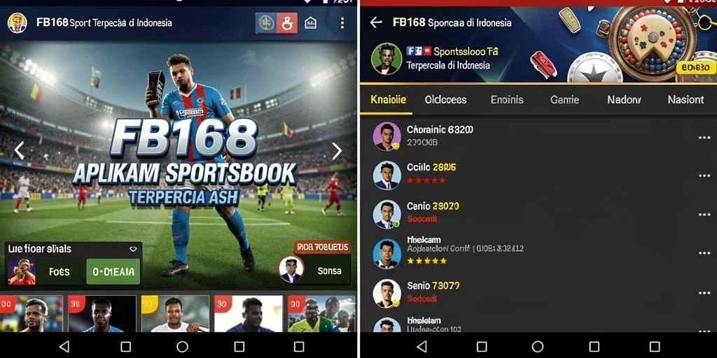 Tangkapan layar utama FB168 menampilkan taruhan olahraga secara real-time.