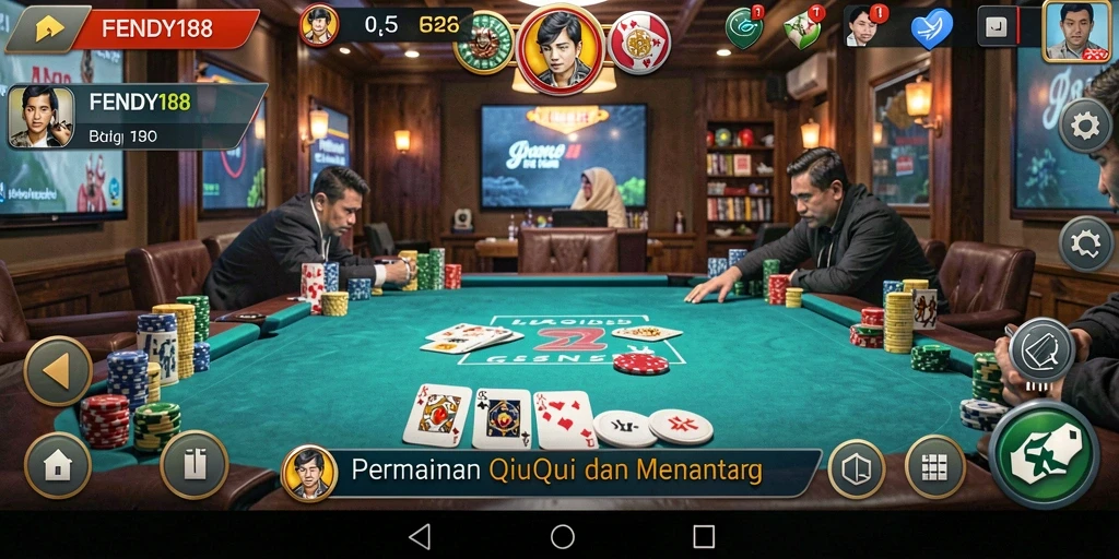 Tampilan gameplay seru di FENDY188 dengan suasana QiuQiu.