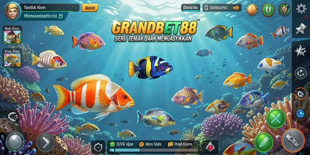 Tampilan gameplay menarik dari permainan Tembak Ikan GRANDBET88.