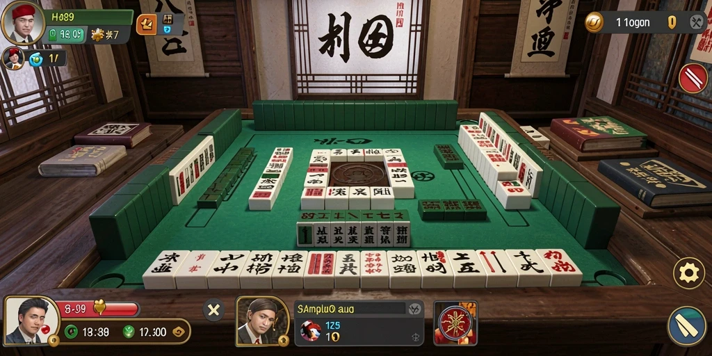 Screenshot gameplay H89 menampilkan pertempuran Mahjong yang menegangkan.