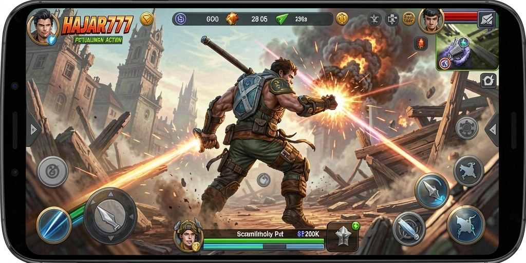 Tangkapan layar gameplay HAJAR777 menampilkan aksi mendebarkan dalam pertempuran.