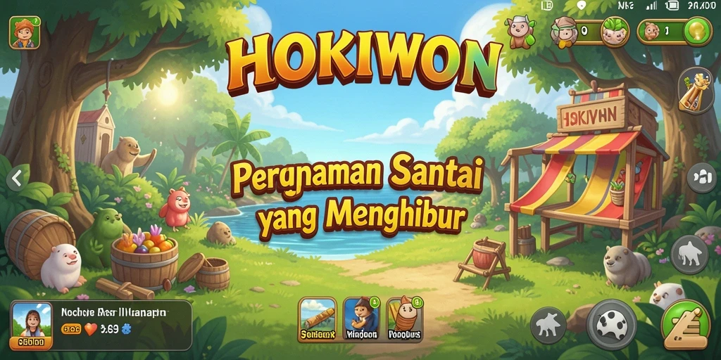 Tangkapan layar menampilkan grafik ceria dalam gameplay HOKIWON.
