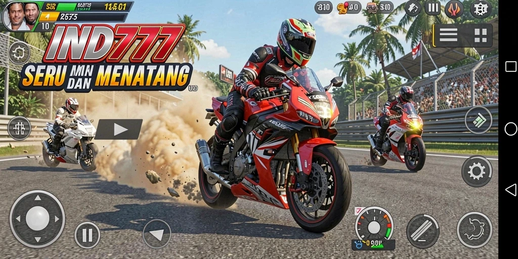 Gameplay seru IND777 dengan balapan motor yang mendebarkan.