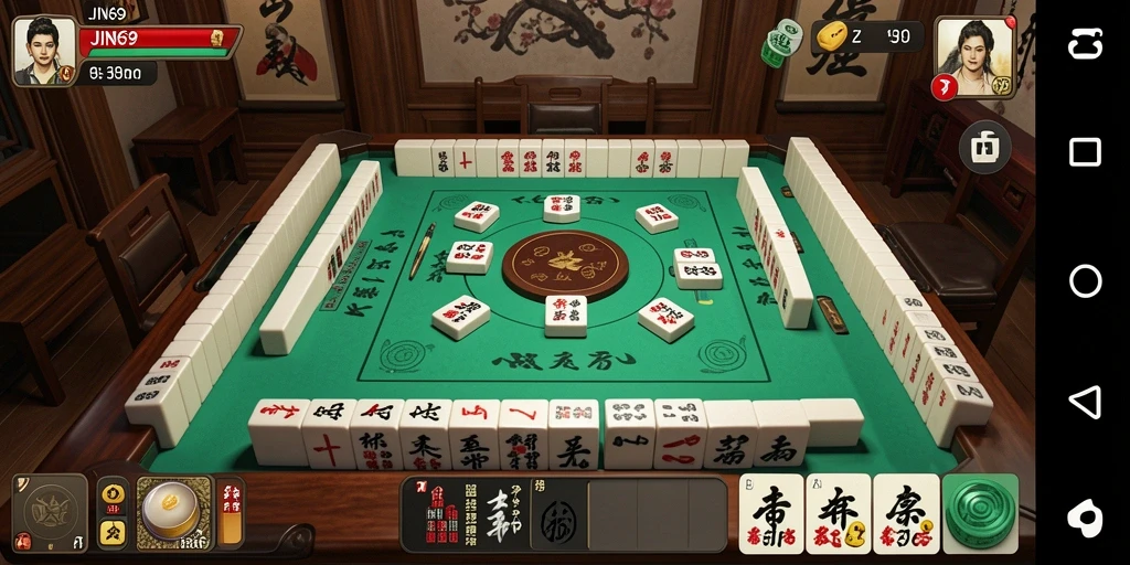 Screenshot gameplay JIN69 yang menampilkan papan Mahjong yang menarik.