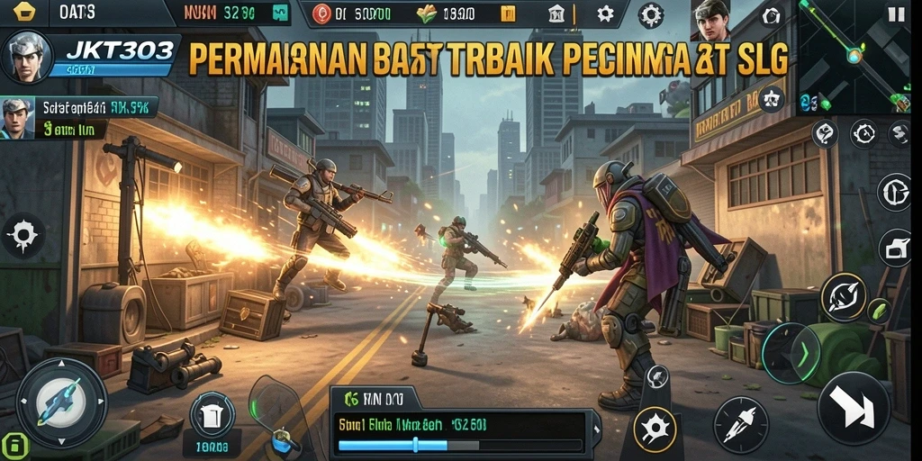 Screenshot utama menampilkan pertempuran strategis di JKT303.
