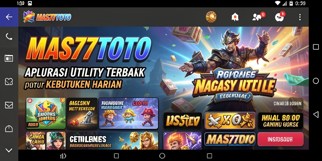 Tampilan antarmuka pengguna MAS77TOTO yang modern dan fungsional.