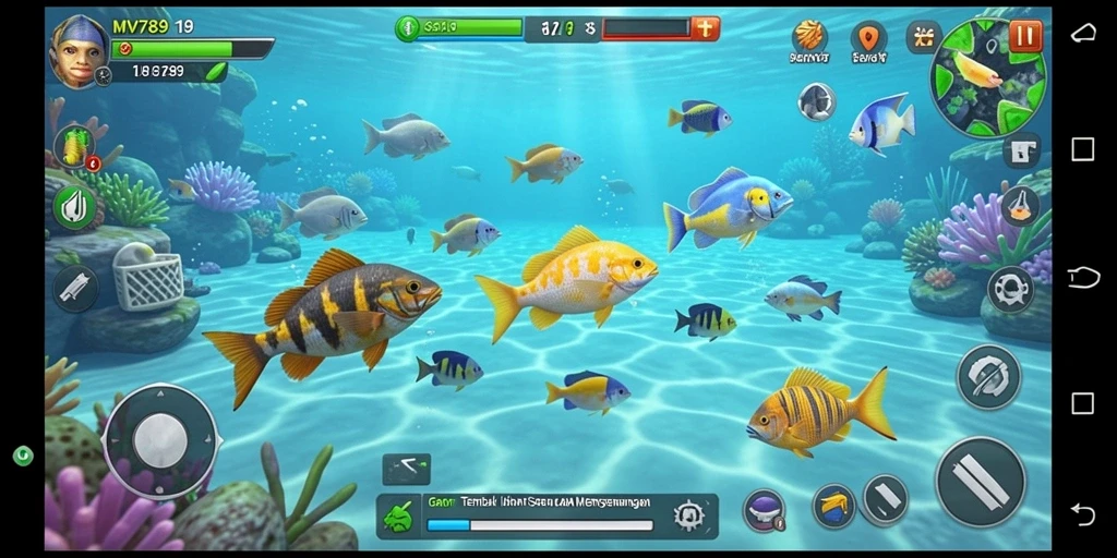Tangkapan layar gameplay seru MVP789 dengan aksi menembak ikan.