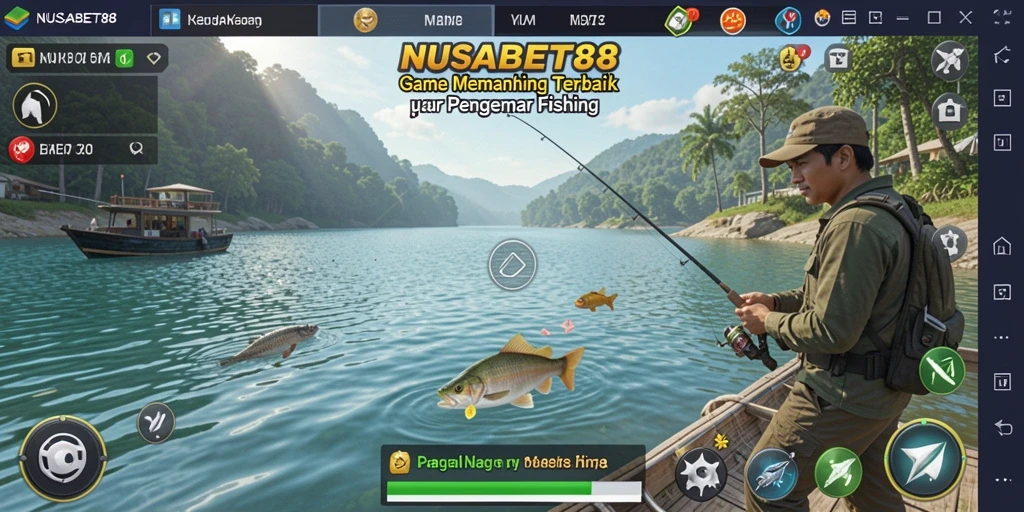 Tampilan gameplay NUSABET88 dengan aksi memancing yang seru.