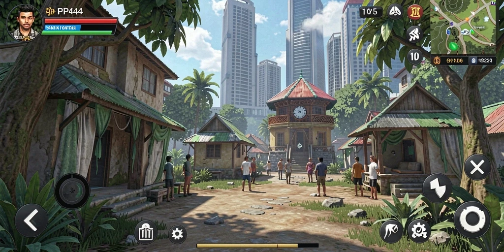 Screenshot gameplay PP444 yang menampilkan suasana permainan santai dan menyenangkan.