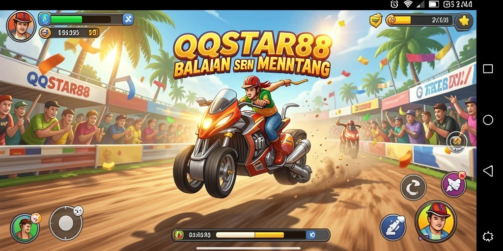 Tampilan gameplay balapan seru di QQSTAR88 dengan efek grafis memukau.