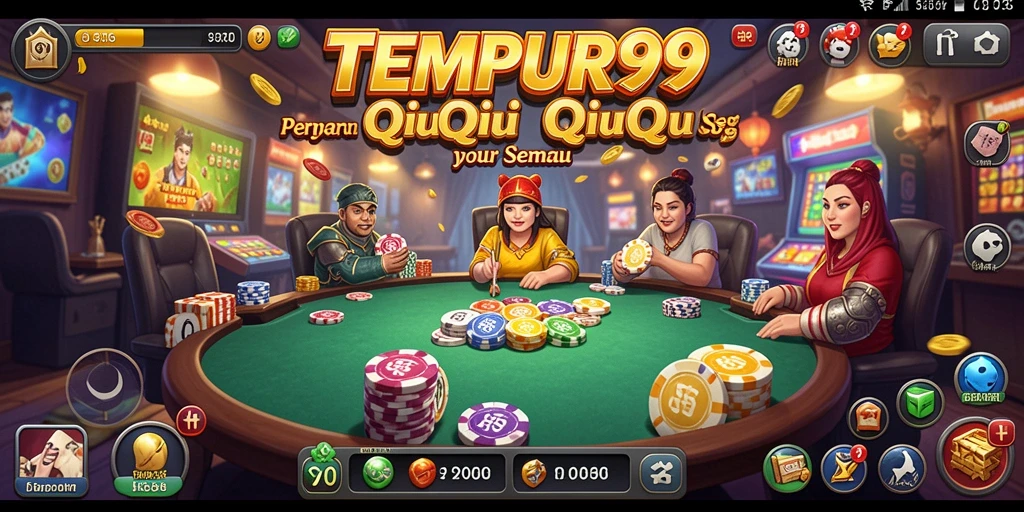 Tangkapan layar TEMPUR99 dengan aksi permainan QiuQiu yang mendebarkan.