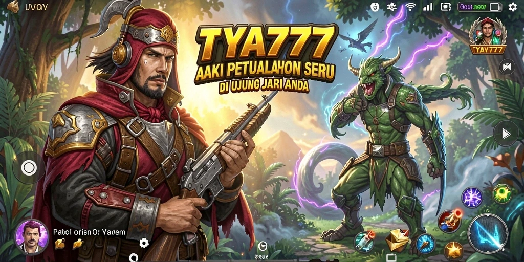 Screenshot utama TYA777 menampilkan aksi pertempuran yang mendebarkan.