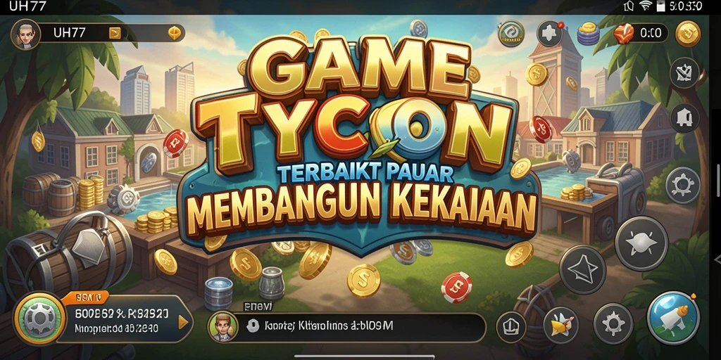 Screenshot UH77 menampilkan gameplay mendebarkan dari manajemen bisnis Tycoon.